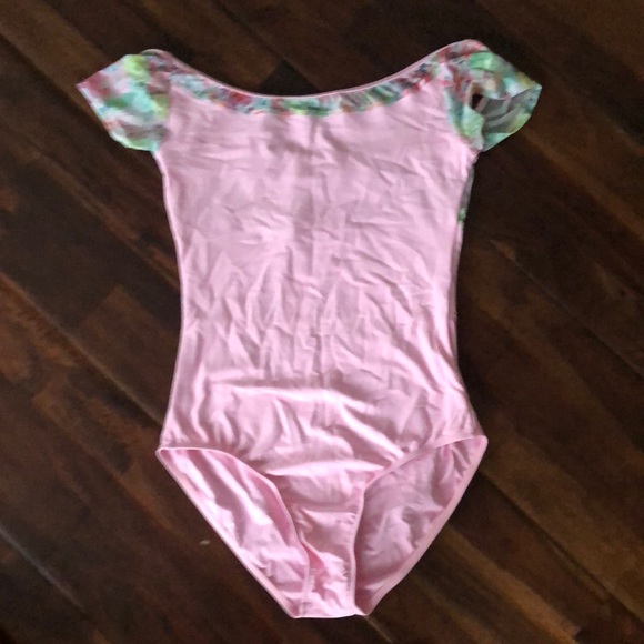 Wearmoi pink leotard with floral mesh - Picture 1 of 5
